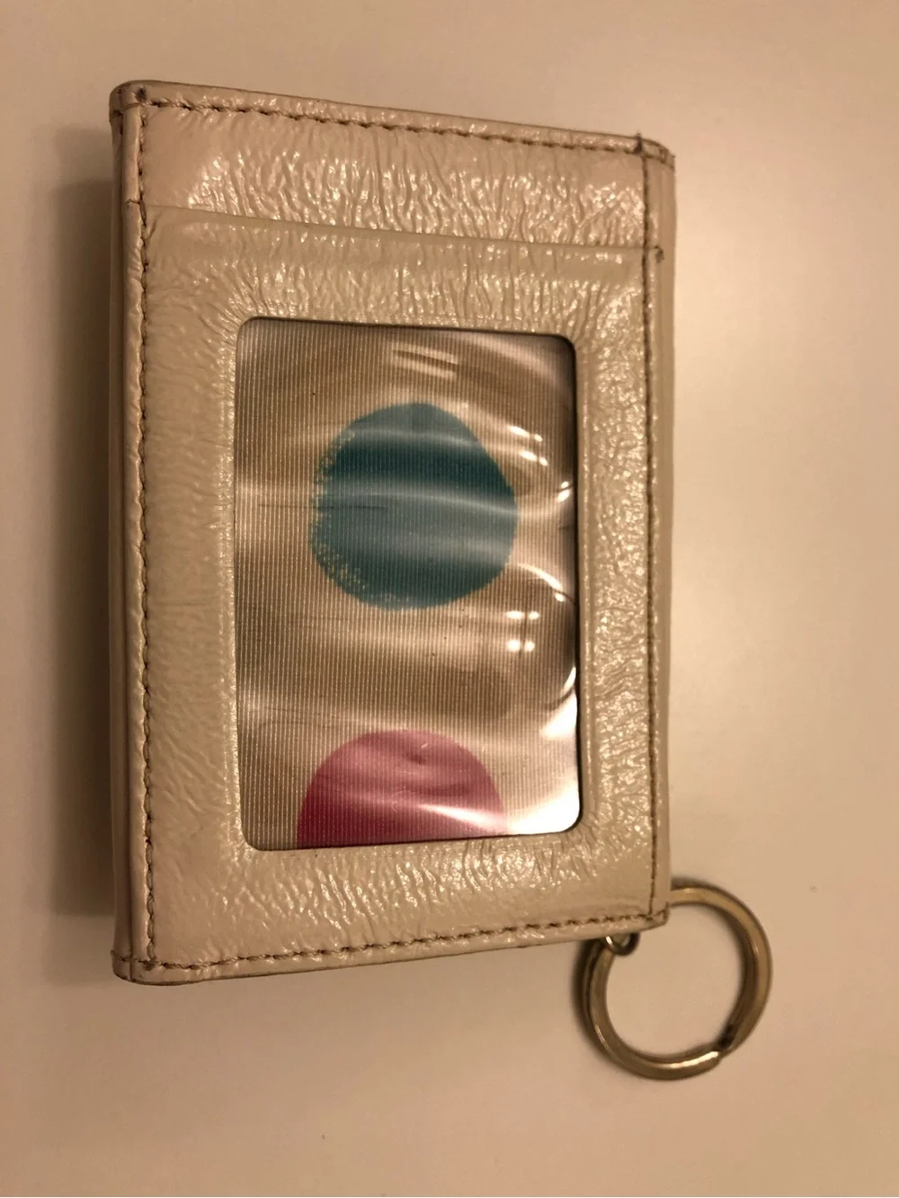 Kate Spade Cream Leather Compact Wallet with Key Ring